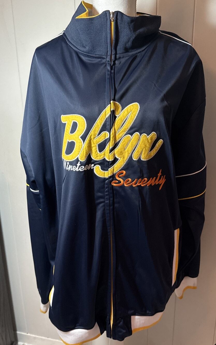 Bklyn Nineteen Seventy Zipper Navy Blue Yellow Men's 3XL Track Jacket Blue V5